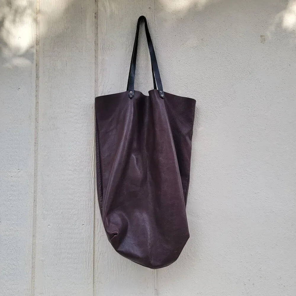 Slouchy faux leather hobo tote bag brown large Boho Tassel Bag Charm